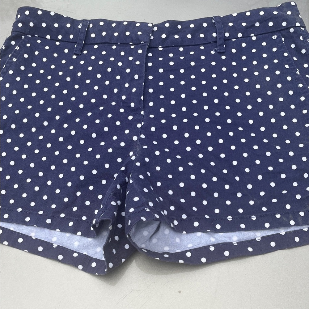 Elle Navy and White Polka Dot Jean Shorts